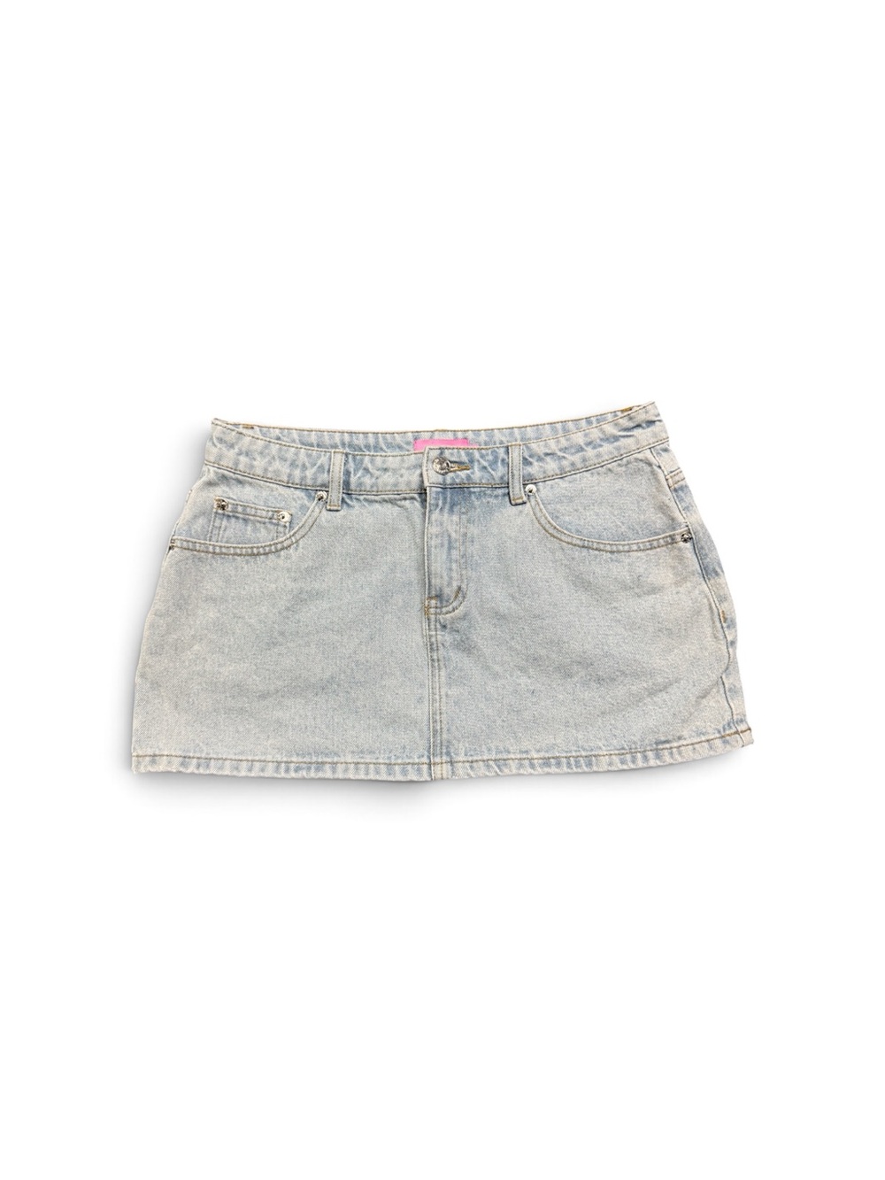 Edikted Women M Light Wash Denim Mini Skirt Y2K Low Rise Jean Skirt